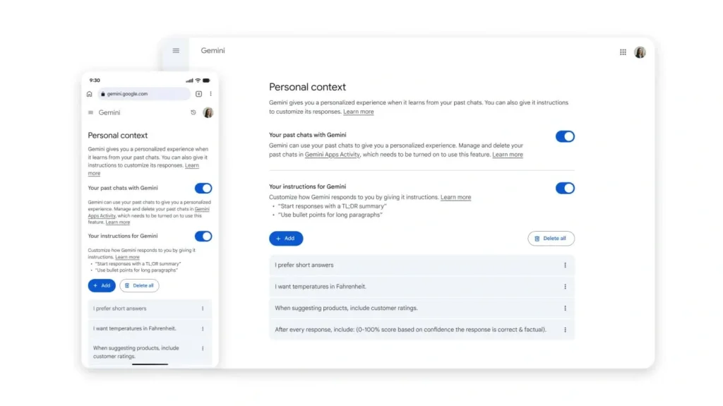 Google mở tính năng ghi nhớ hội thoại của Gemini cho người dùng miễn phí